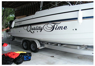 Custom marine lettering designed by Custom Graphics and Signs